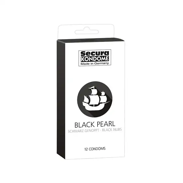 Secura - Black Pearl. Czarne prezerwatywy. 12 sztuk.