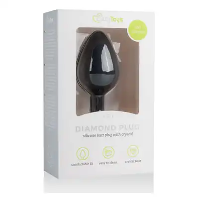 Easy Toys - Diamond Plug - Aksamitna, silikonowa wtyczka z kryształkiem, roz. M