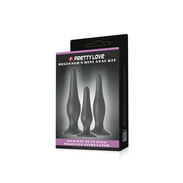 Pretty Love - BEGINNERS MINI ANAL KIT - Zestaw 3 sztuk różnej wielkości silikonowych wtyczek. 