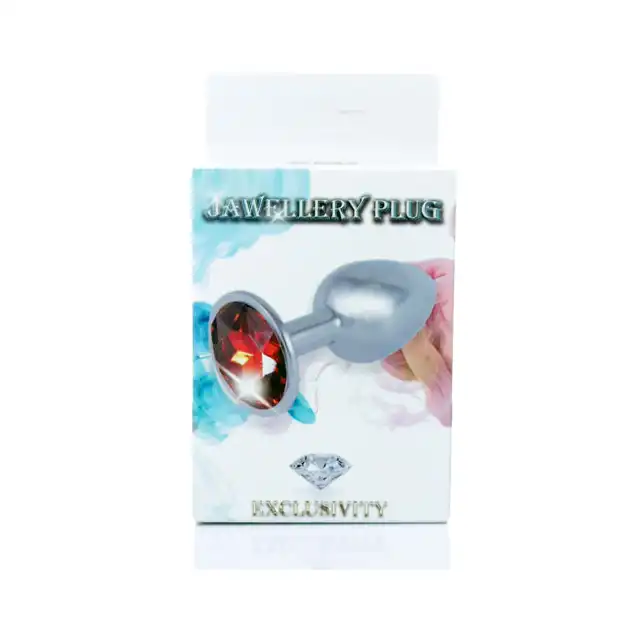 Jawellery PLUG - czerwony. Metalowa zatyczka analna z diamiencikiem