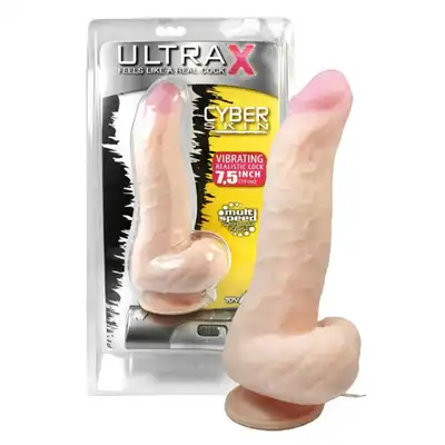 Toy 4 Fun - Ultra X Vibrator Cyber Skin 7,5 - Wibrator z przyjemnego materiału Cyber Skin na pilota