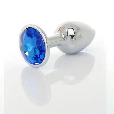 Jawellery PLUG - niebieski. Metalowa zatyczka analna z diamiencikiem