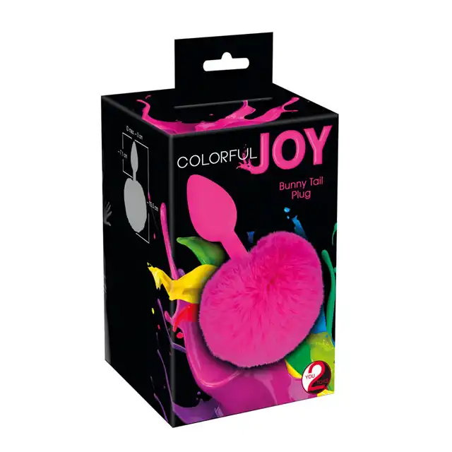 You2Toys - Colorful Joy Bunny Tail Plug- Królicza kitka z aksamitnego silikonu i futerka.