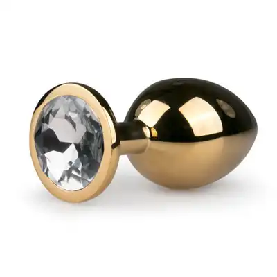 Easy Toys - Metal Butt Plug No. 2 - Gold - Metalowa wtyczka analna z pięknym kryształem roz. M