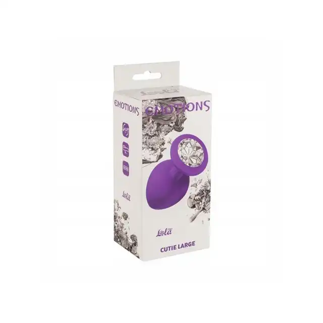 Anal Plug Emotions Cutie PURPLE - Hypoalergiczny, gładki korek analny z diamencikiem roz. L