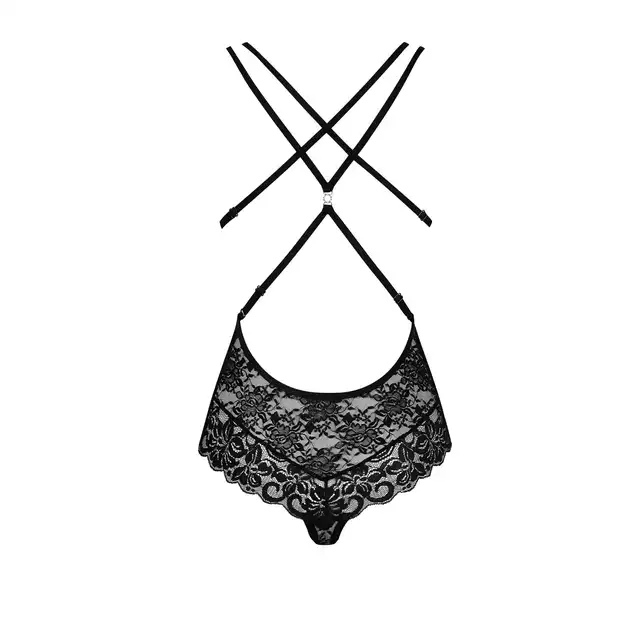 Obsessive - 860-TED Czarne body z seksownymi paskami. Rozmiar L/XL