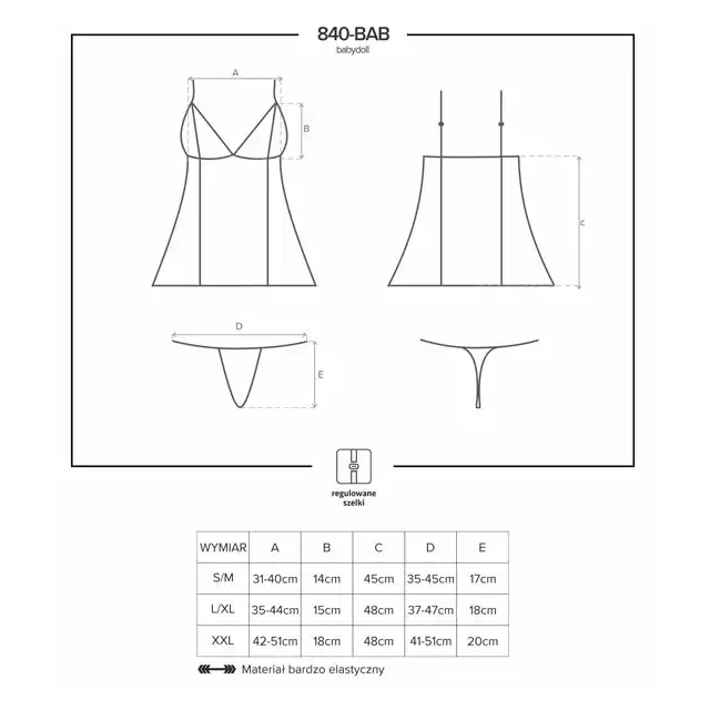 Obsessive - 840-BAB-1 babydoll i stringi.