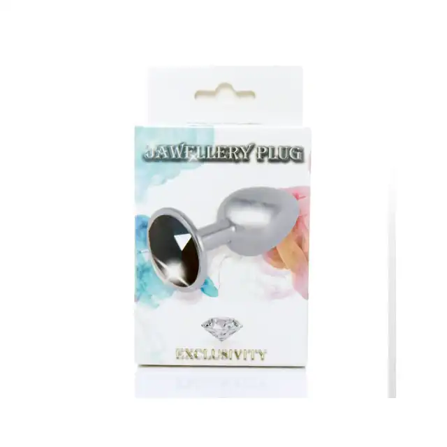 Jawellery PLUG - czarny. Metalowa zatyczka analna z diamiencikiem