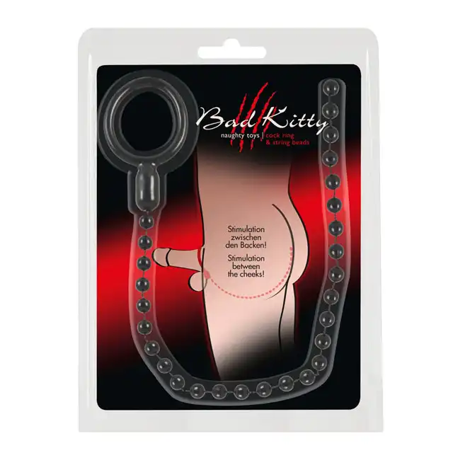 Bad Kitty - Cock Ring &amp; String Beads. Ring na penisa z koralikami.