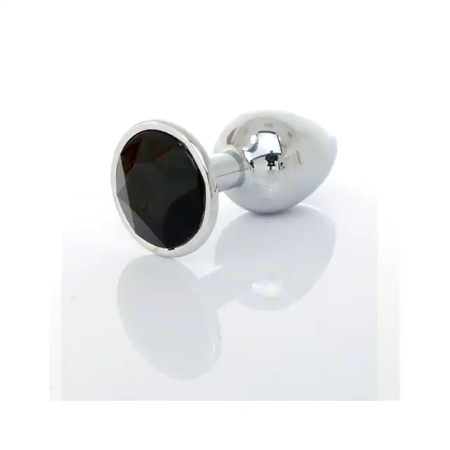 Jawellery PLUG - czarny. Metalowa zatyczka analna z diamiencikiem