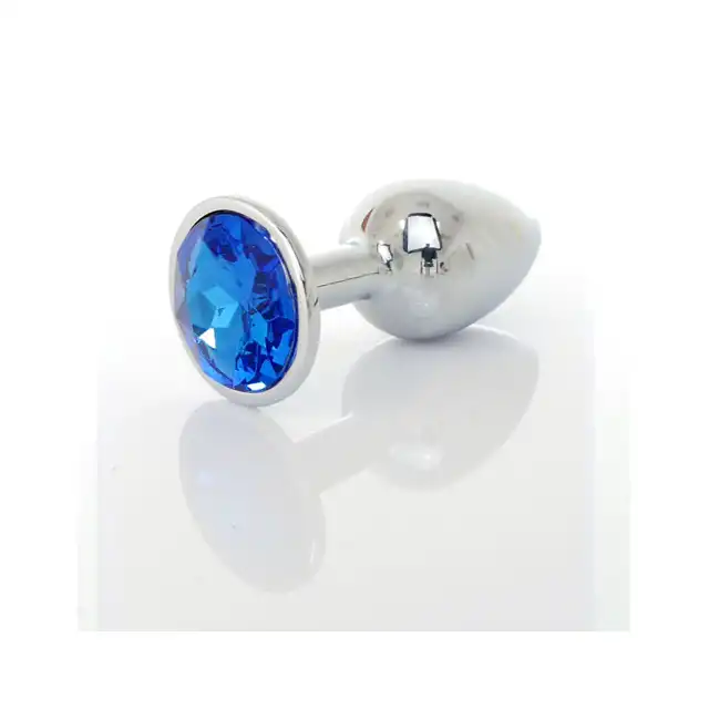 Jawellery PLUG - niebieski. Metalowa zatyczka analna z diamiencikiem