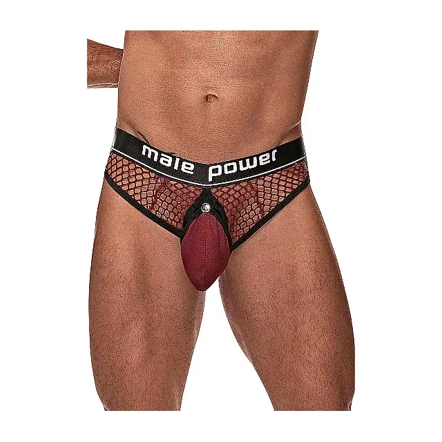 Male Power - Cock Ring Thong L/XL - Wyjątkowe stringi z elastycznym ringiem i odpinanym woreczkiem na penisa
