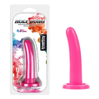 LoveToy - 4.5 inch Lovetoy Silicone Holy Dong Smal - różowe małe dildo z przyssawką 