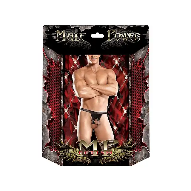 Male Power - Pak-117 L/XL - Apollo stringi męskie ozdobione ćwiekami eksponujące penisa i pośladki