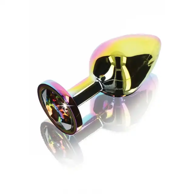 Anal Play - Twilight Booty Jewel. Tęczowy mieniący się plug z kryształkiem 8,2 cm