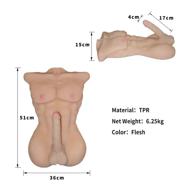 Sex Therapy - Masturbator Male Body L - Mega duży i realistyczny tors męski z penisem naturalnych rozmiarów