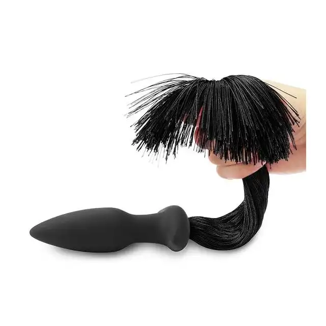 LoveToy - Anal Plug with Pony Tail Black - korek analny z czarnym ogonkiem