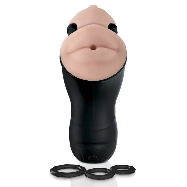 PDX- Double Penetration Vibrating Stroker - Masturbator z dwoma otworami z materiału imitującego skórę. Cudowne doznania dla Niego! 