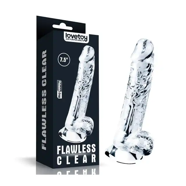 LoveToy - 7.5 Flawless Clear Dildo Clear - przezroczyste dildo, 17 cm przyjemności! 