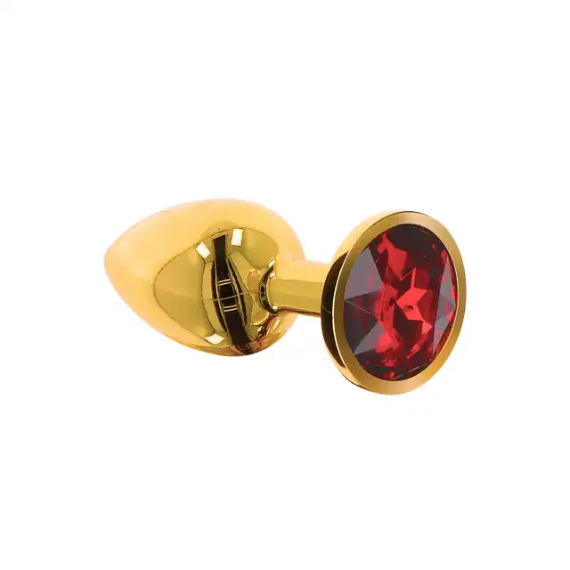 Taboom - Butt Plug With Diamond Jewel M - niezwykle elegancki złoty korek analny z czerwonym kryształem