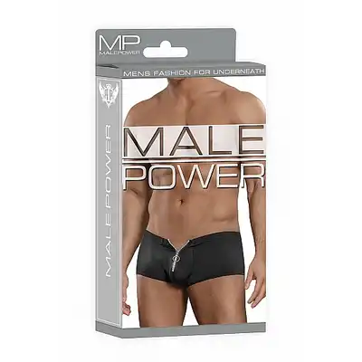Male Power - Zipper Short L/XL - Elastyczne spodenki z wygodnym zamkiem błyskawicznym w kolorze czarnym  L/XL