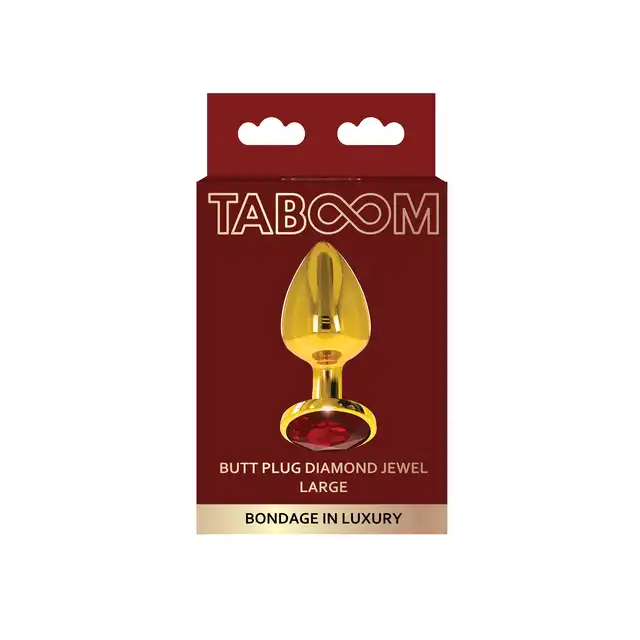 Taboom - Butt Plug With Diamond Jewel L - niezwykle elegancki złoty korek analny z czerwonym kryształem