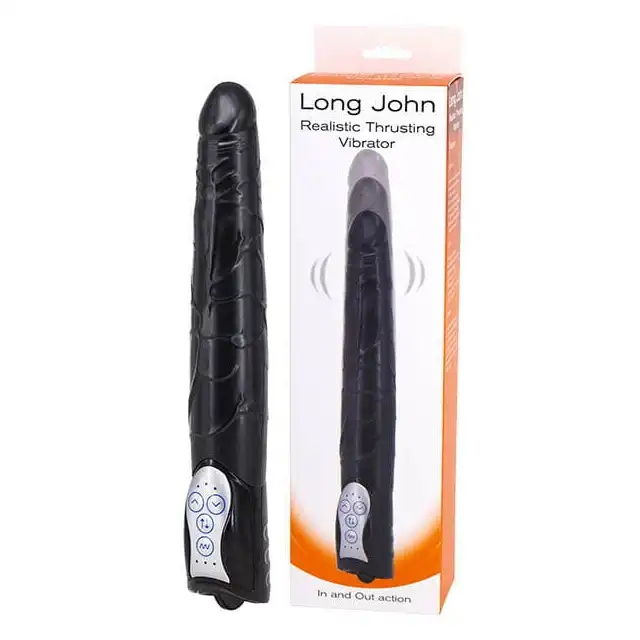 Long John - Realistic Thrusting Black. Wibrator z ruchem posuwistym