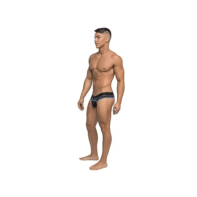 Male Power - Clip Thong L/XL - Elastyczne stringi z markowym paskiem