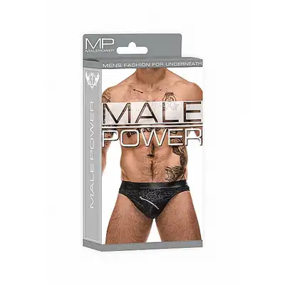 Male Power - Zip Thong S/M - Majtki męskie z suwakiem z przodu i z tyłu 