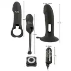 Black Velvets - Vibrator Kit - Wibrator z trzema silikonowymi nakładkami - wtyczka, wibrator, pocisk