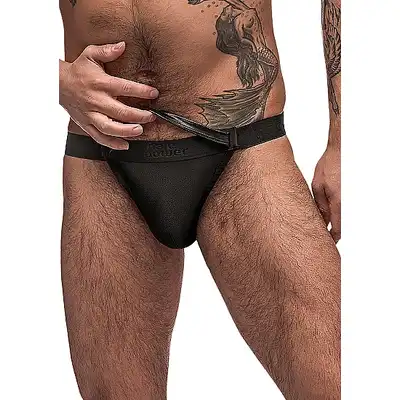 Male Power - Grip &amp; RIP  L/XL - Stringi męskie z wygodnym odpięciem na rzep i odkrytymi pośladkami