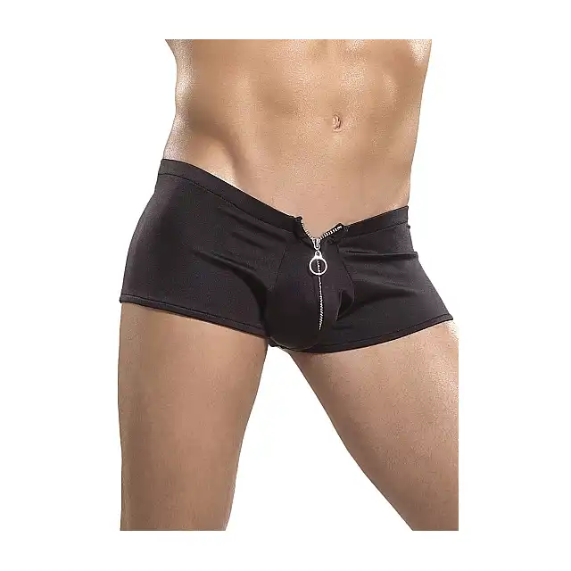 Male Power - Zipper Short L/XL - Elastyczne spodenki z wygodnym zamkiem błyskawicznym w kolorze czarnym  L/XL