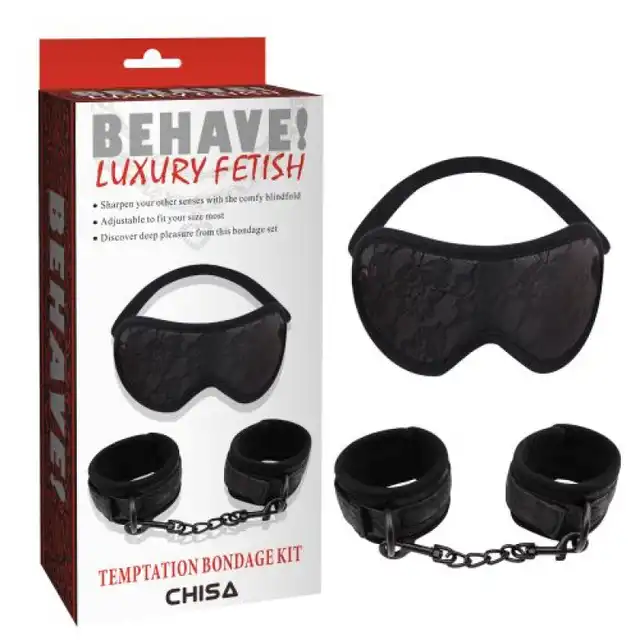 Behave - Temptation Bondage Kit - Zestaw super miękka opaska na oczy i kajdanki