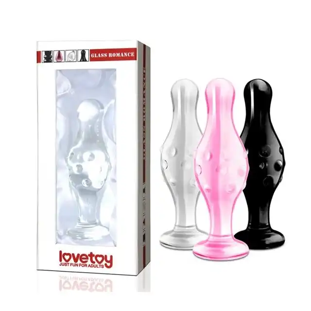LoveToy - 4,5` Glass Romance Dildo Black - czarny, szklany korek analny