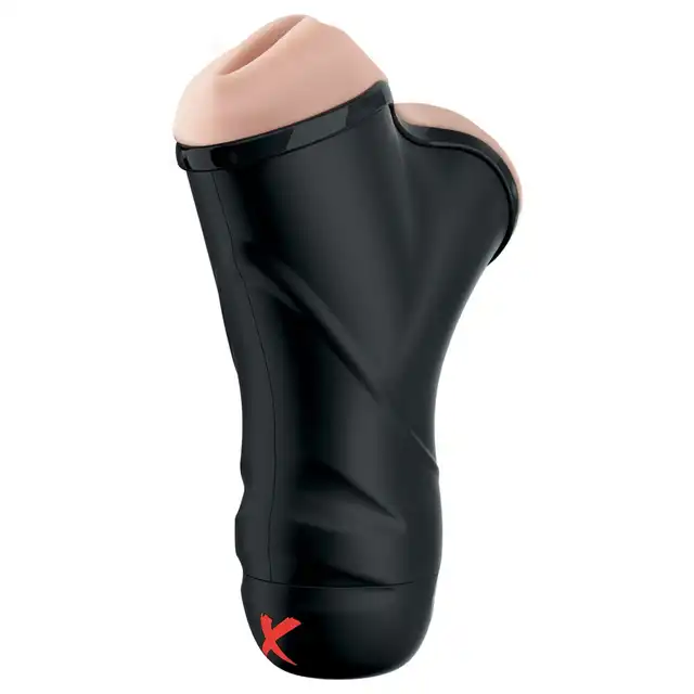 PDX- Double Penetration Vibrating Stroker - Masturbator z dwoma otworami z materiału imitującego skórę. Cudowne doznania dla Niego! 