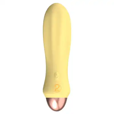 Cuties - 2.0 Mini Vibrator Yellow - mini wibrator w żółtym kolorze, unikatowy kształt, 7 funkcji wibracji