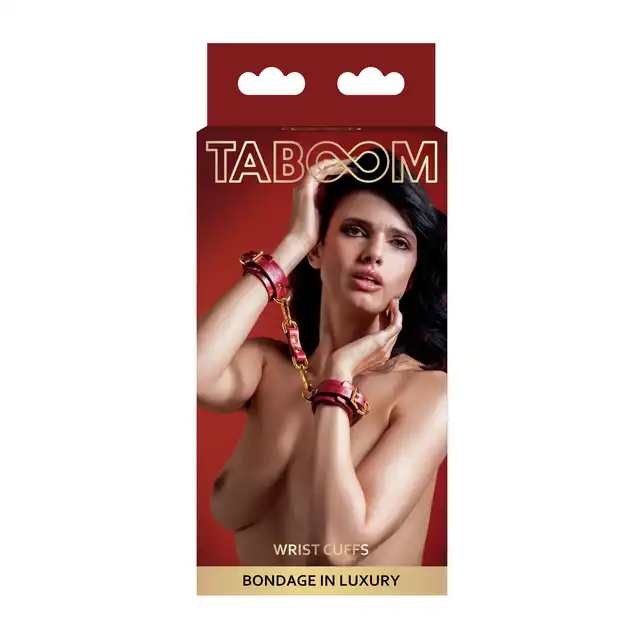 Taboom - Wrist Cuffs - ekskluzywne czerwone kajdanki na ręce z odpinanymi karabińczykami