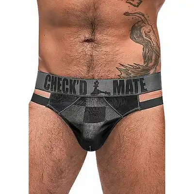 Male power - Check`d Mate Thong - Stringi męskie z przezroczystym wzorem w szachownice S/M