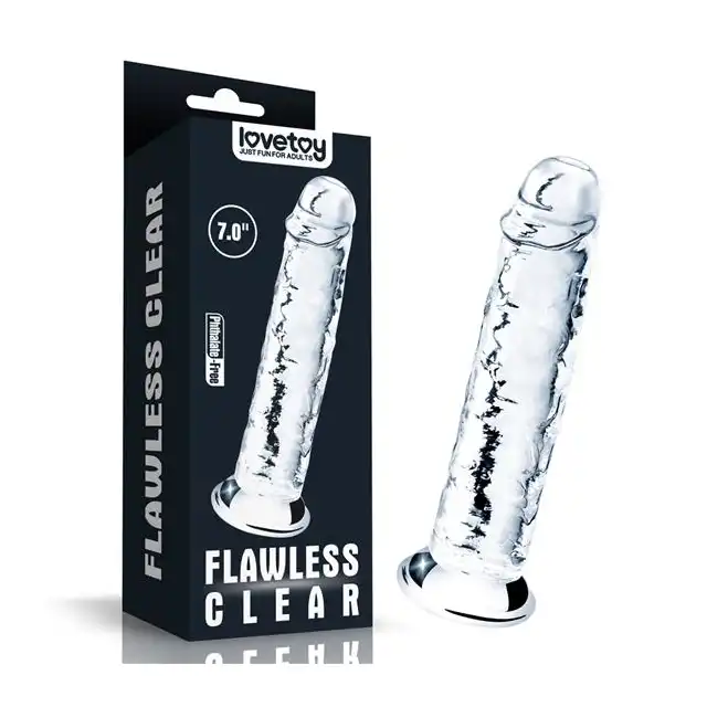 LoveToy - 7.0`` Flawless Clear Dildo Clear - 18 cm przezroczyste dildo, niesamowita przyjemność!
