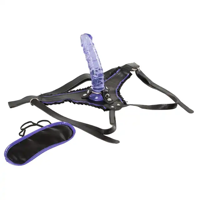 YOU2TOYS - Strap-On Kit with a blindfold - Strap-on w stylu burleski z wyjmowanym dildo i maską w zestawie