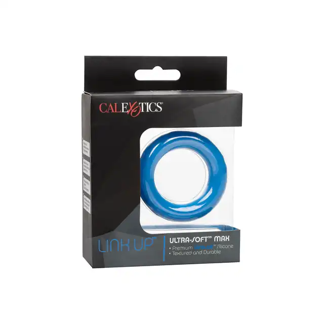 Calexotics - Link Up Ultra-Soft Max - niebieski ring na penisa, wydłuża erekcję 