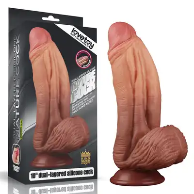 LoveToy - 10` Nature cock As Pie - unikatowe dildo z przyssawką, podwójny silikon