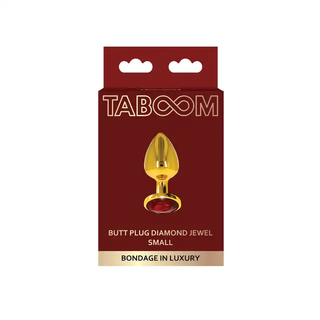 Taboom - Butt Plug With Diamond Jewel S - unikatowy złoty korek analny z pięknym, czerwonym diamentem