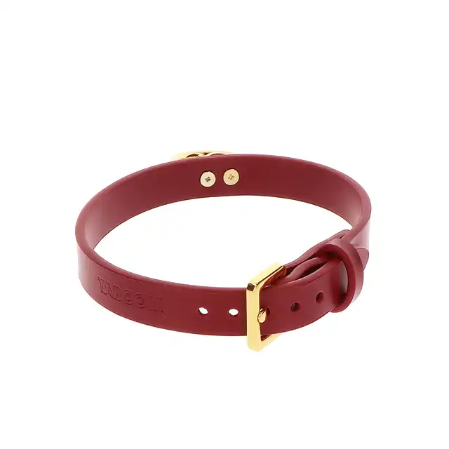 Taboom - O-Ring Collar - spektakularna czerwona obroża ze złotym ringiem!