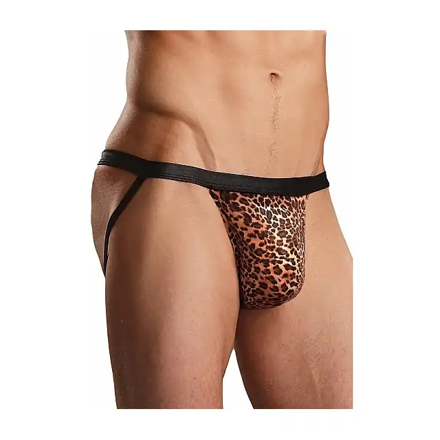 Male Power - Sport Jock Animal L/XL - Drapieżnik lub zdobycz? - Stringi męskie z nadrukiem w panterkę