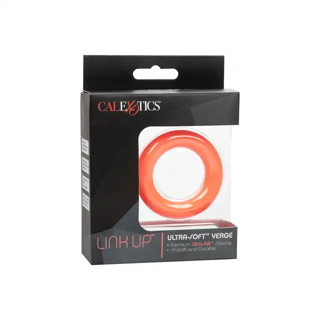 Calexotics - Link Up Ultra-Soft Verge Orange - silikonowy ring na penisa w kolorze pomarańczowym