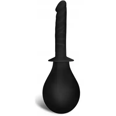 LoveToy - Bondage Fetish Deluxe Douche - czarna gruszka analna z końcówka w postaci penisa