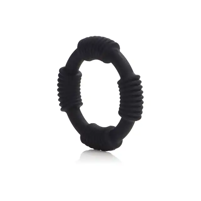 Calexotics - Hercules Silicone Ring Black - ring erekcyjny z wypustkami, podtrzymuje erekcję