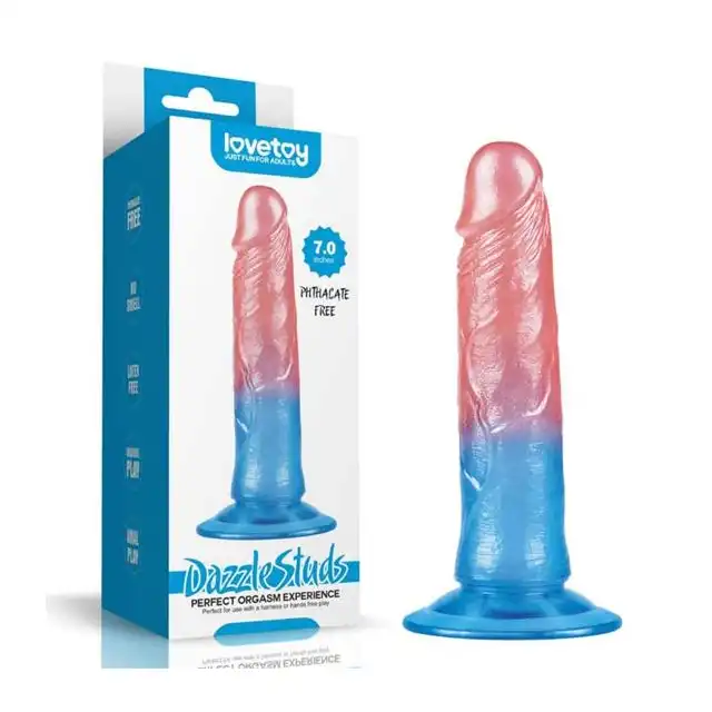 LoveToy - 7`` Dazzle Studs Dildo - unikatowe dildo z przyssawką, 17,8 centymetrów przyjemności!