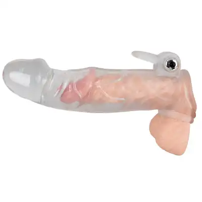 YOU2TOYS - Chrystal Skin Penis Sleeve Vibro - Przedłużka z wibrującym języczkiem + 5 cm